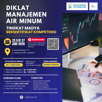 DIKLAT MANAJEMEN AIR MINUM TINGKAT MADYA BERSERTIFIKAT KOMPETENSI