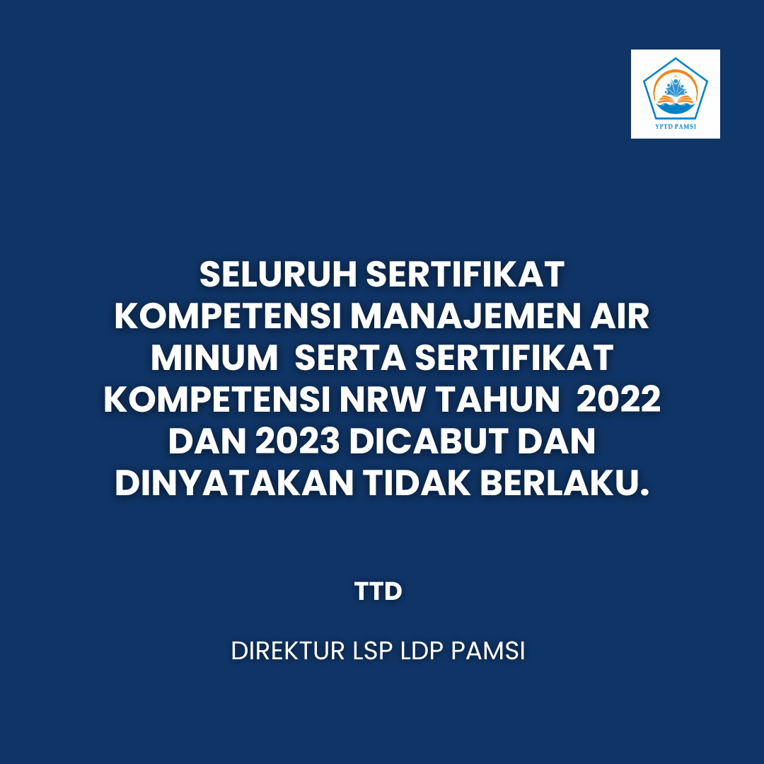 Cover Pemberitahuan dari LSP LDP PAMSI